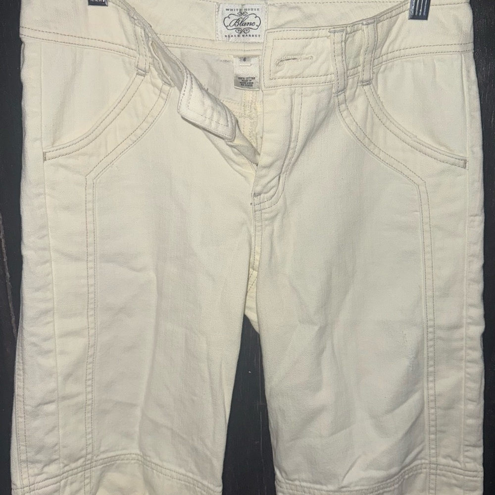 Cream Denim Shorts